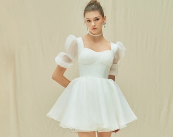 puff sleeve organza mini dress Wholesale Floral Puff Sleeve Organza Mini Dress for your store