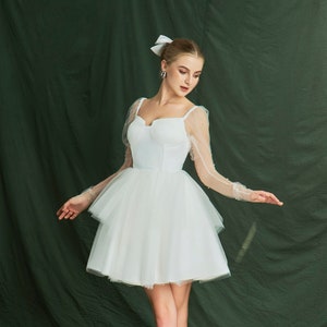 Mini Wedding Dress/ Bridal Dress/ Engagement Dress/ Short Wedding Dress/ Gift For Her RS24