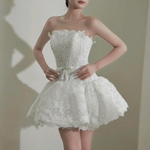 lace Wedding Dress/ White Dress/ Bridal Corset / Engagement Dress/ Mini Wedding Dress/ Gift For Her/ Sleevesless Dress