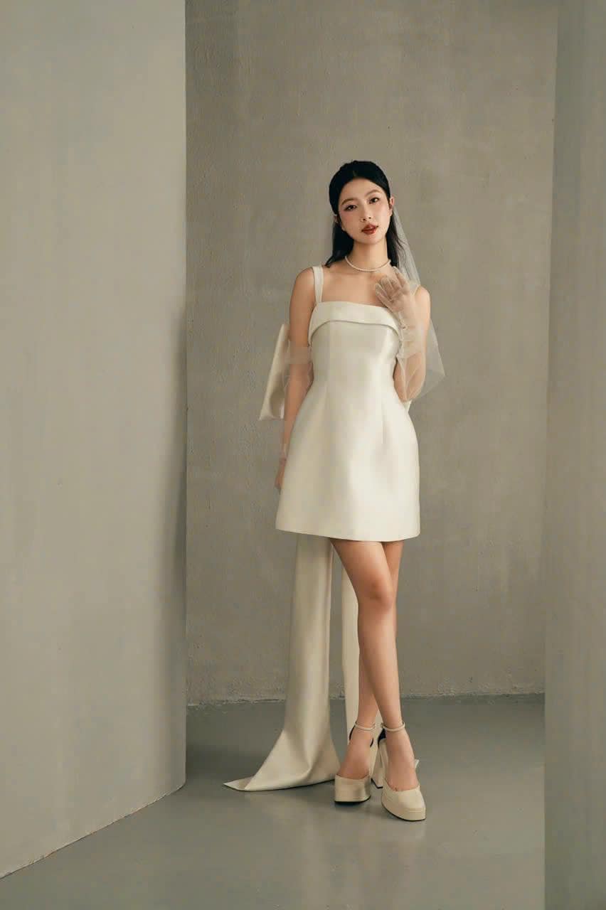 White Bow Engagement Dress