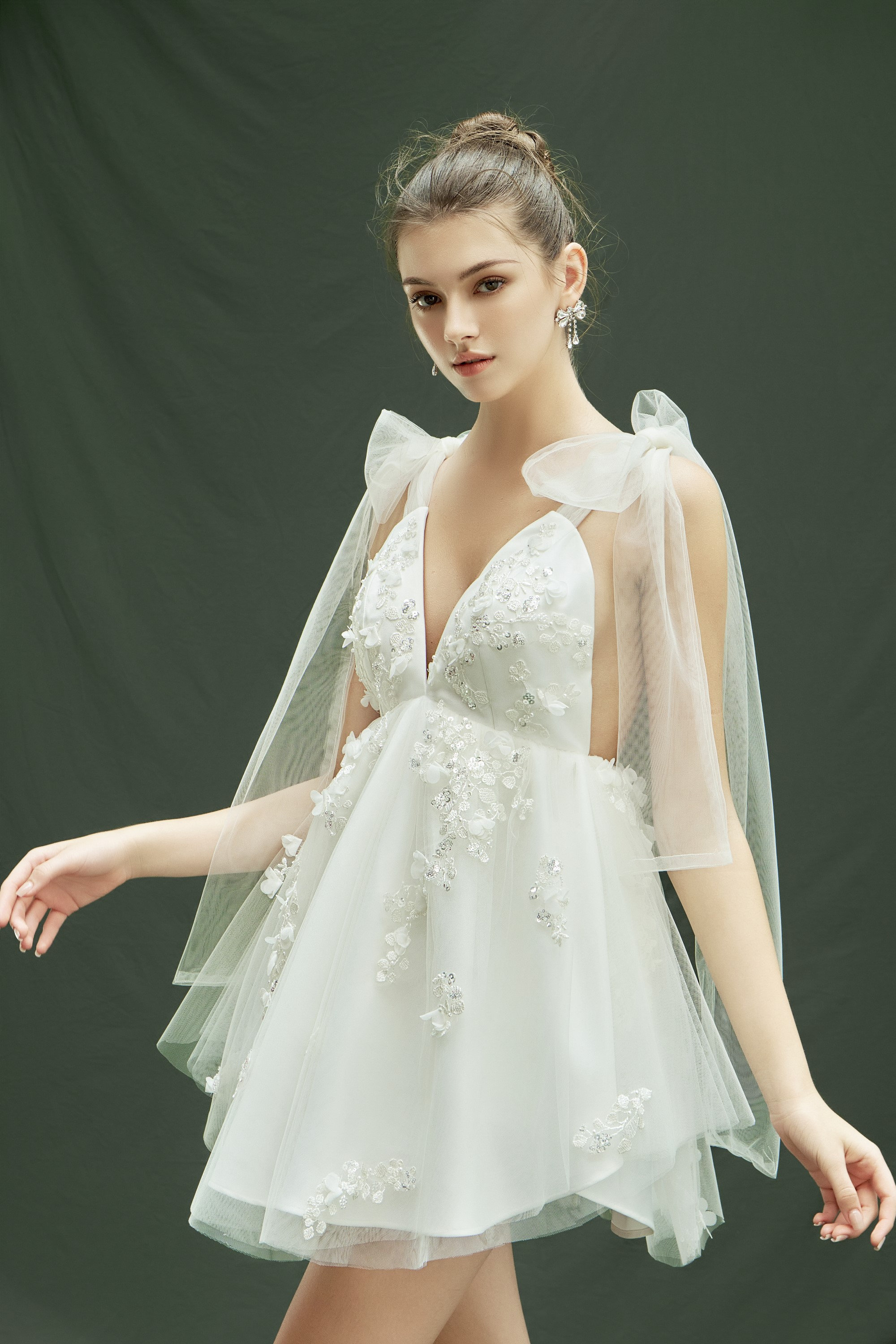 prom dresses for junior prom A-line 3D Flower Junior Prom Dresses Lace Two Piece Prom Gown US10 / Pink