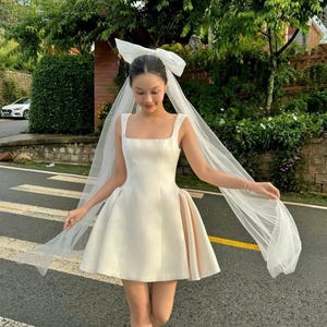Mini Wedding Dress/ Bridal Dress/ Mini Wedding Dress/ Plus Size Dress/ Gift for her/  Wedding Dress RS60