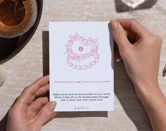 18th Birthday Wish Bracelet, 18th Birthday Gift for Her, Make a Wish Bracelet Card, 18 Birthday Gift for Friend Sister Daughter