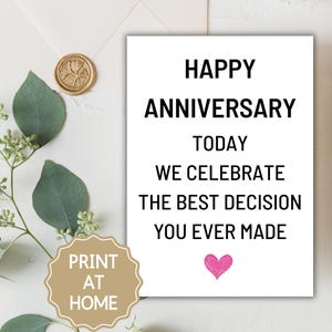 Tarjeta de aniversario sarcástica para esposo, tarjeta sarcástica, regalo para él, divertida, simplemente porque sí, tarjetas de relación divertidas para el primer aniversario de noviazgo.