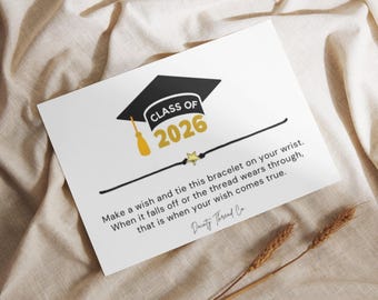 Class of 2026 Wish Bracelet Gift, Graduation Bracelet Keepsake, Senior Gift, Congrats Grad, Graduation Party Favor