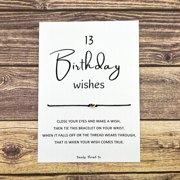 13th Birthday Card Girl, Gifts For Girls, Milestone Birthday Gift, Make A Wish Bracelet, Tween Birthday Party Favors, Personalized Bracelet