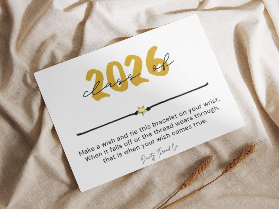 2026 Graduation Gift, Class of 2026 Card, Graduation Wish Bracelet ...