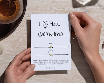 Gift For Grandma, I Love You Grandma Card Gift, Matching Bracelets, Wish Bracelet For Women, Set of 2 Bracelets, Gift From Granddaughter