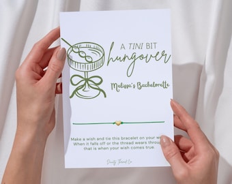 A Tini Bit Hungover Wish Bracelet Card, Bachelorette Party Favor, Personalized Bride Name, Martini Theme Bach Gift, Bach Squad Gift, Tropics