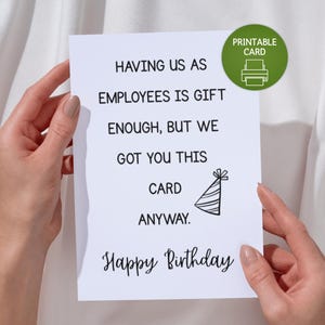 Funny Birthday Card For Boss, Boss Birthday Card Printable, Gift for Boss From Employees, Birthday Card For Office Manager, Sarcastic Card