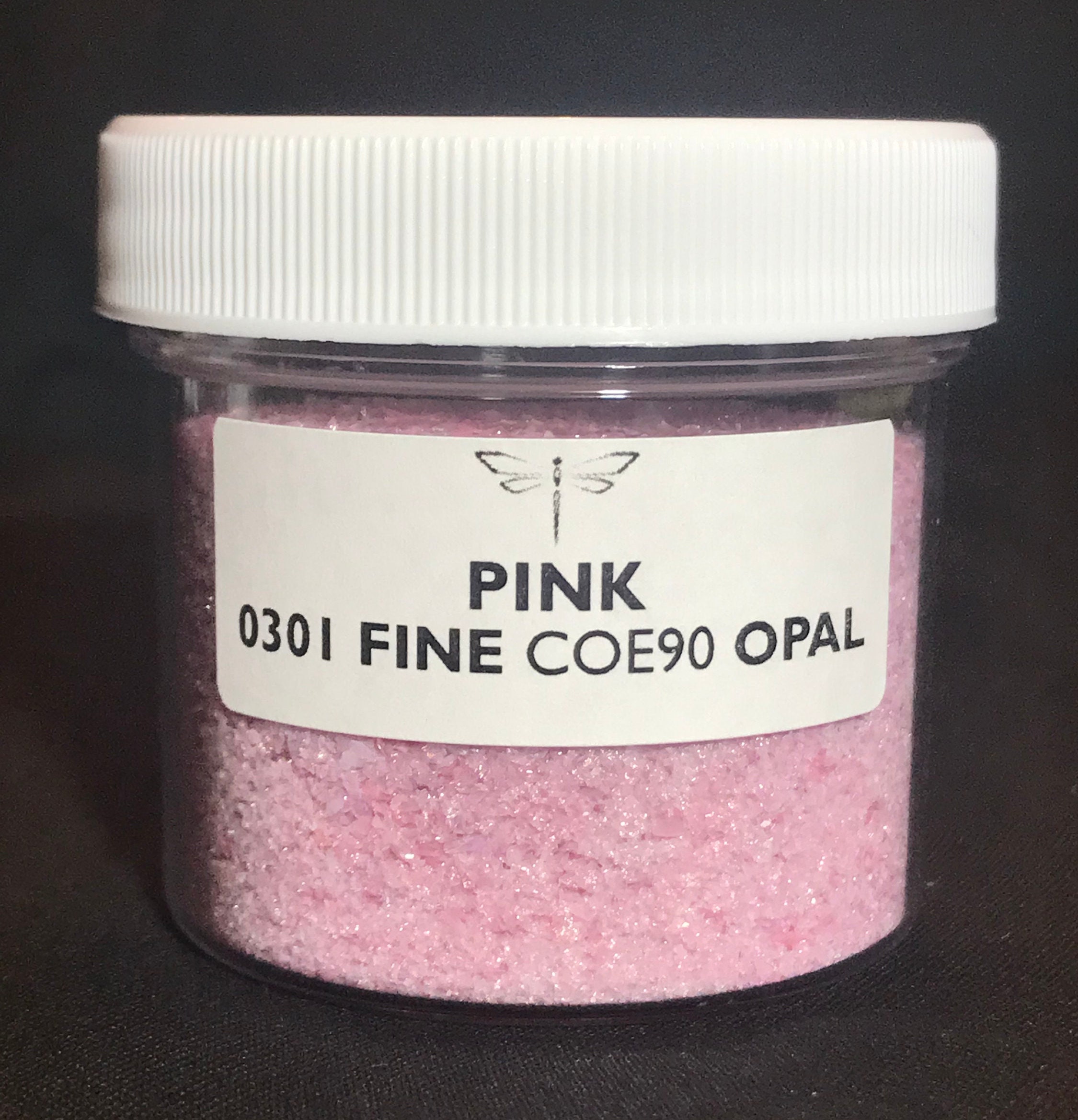 Bullseye Pink Opal Frit #0301 with Labeled Jar —-Fast Flat Rate Shipping