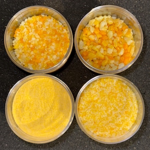 Bullseye Pumpkin Orange Opal Frit #0321 with Labeled Jar —->Fast Flat Rate Shipping