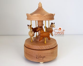 Personalised Wooden Musical Carousel / Music Box / Horse Music Carousel / Personalised Gift