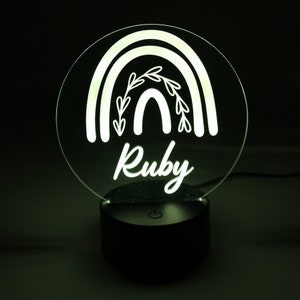 Personalised Night Light / Rainbow Children's Light / LED Light Base / Custom Kids Lamp / Birthday Gift / Personalised Gift / Room Decor