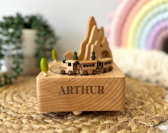 Personalised Wooden Musical Carousel Train / Personalised Gift / Music Box