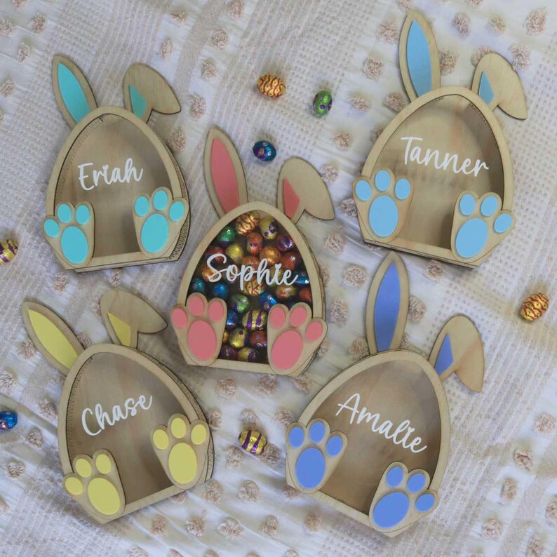 Personalised Easter Egg Holder - Easter Bunny Gift for Kids immagine 7