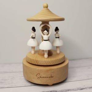 Personalised Wooden Ballet Carousel Music Box: Personalised Gift