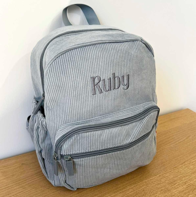 Personalised Kids Backpack / Custom Name Embroidered Corduroy Bag ...