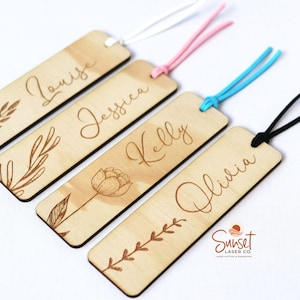 Personalised Bookmark / Wooden Bookmark / Bookmark / Laser Engraved Bookmark / Floral Bookmark