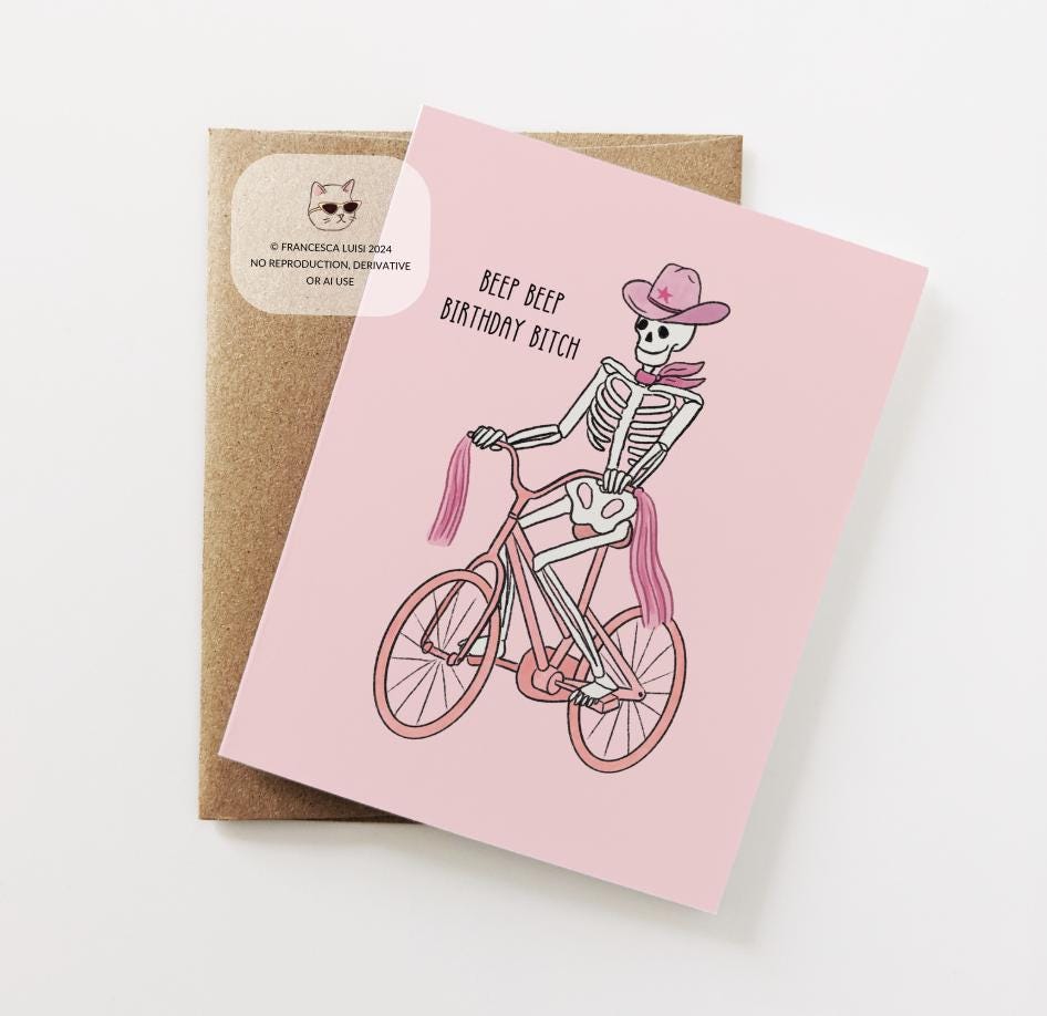 Skeleton Meme, Funny Birthday Card, Halloween Card, Cowgirl, Dark Humor, Spooky Cute Card Gift For Her, Girlfriend, Best Friend BD01