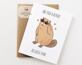 Beaver Love Card, Funny Valentines Card, Anniversary Card, Romantic Greeting Card, Gift For Boyfriend, Girlfriend, Wife, Husband, Her