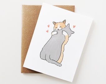 Personalized Cat Card, Birthday, Just Because, Anniversary, Long Distance, Cat Love, Cute, Love Card for boyfriend, girlfriend, best friend