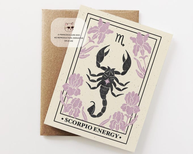 Scorpio Birthday, Tarot Greeting Card, Scorpion Star-Sign, Zodiac Birthday, Astrology Card, Birthday Card For Her, Best Friend, Girlfriend