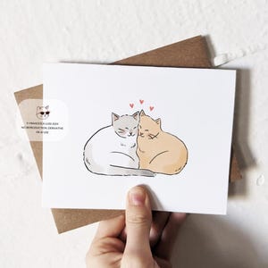 Cat Cuddling, Anniversary card,  Love Card, Cat Love, Cute Cat Card, Anniversary Gift, for boyfriend, girlfriend, wife, husband  LV01