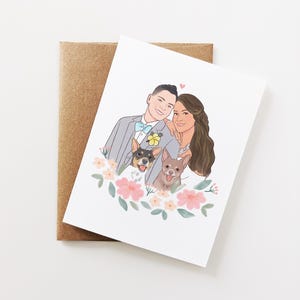 Cute Custom Anniversary Card, Illustrated Couples Portrait, Cartoon Style Couple, Personalized Valentines Gift, Love Card, for him, for her