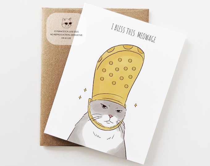 Pope Cat Meme Card, Croc Cat Meme, Funny Cat Card, Marriage Pun, Wedding Anniversary Gift for Cat Lovers, Family, Friends, Just Married