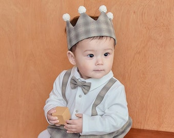 Baby Boy Wedding Ring Bearer Birthday Suit Romper Onesie w/ Bow Tie - Baby Shower Gift - Christening - Newborn