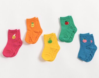 Fruity Summer Cotton SET OF 5 Socks for 0-2 y Babies and Toddlers