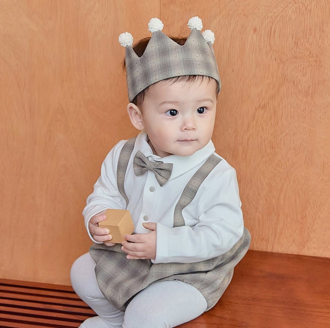 Baby Boy Wedding Ring Bearer Birthday Suit Romper Onesie W/ Bow Tie