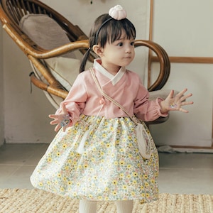 Tini Hwaye Traditional Korean Dol 1st Birthday 100-Day Baekil Cotton Daily Wear Hanbok