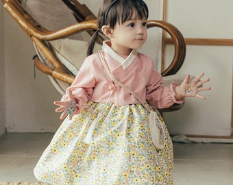 Tini Hwaye Traditional Korean Dol 1st Birthday 100-Day Baekil Cotton Daily Wear Hanbok