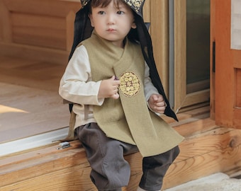 Tini Charles Traditional Korean Everyday Wear Daily Cotton Hanbok for Baby Boys