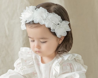 Baby Girl Headband - Cotton Flower Crown - Baby Flower Crown - Newborn Headband - Infant Headband - Hair Bow