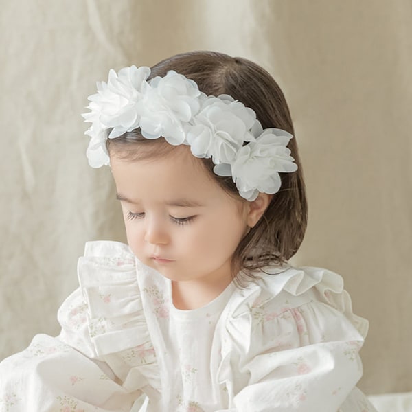 Baby Girl Headband - Cotton Flower Crown - Baby Flower Crown - Newborn Headband - Infant Headband - Hair Bow