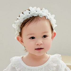 Baby Girl Headband Cotton Flower Crown Baby Flower Crown Newborn Headband Infant Headband Hair Bow image 4