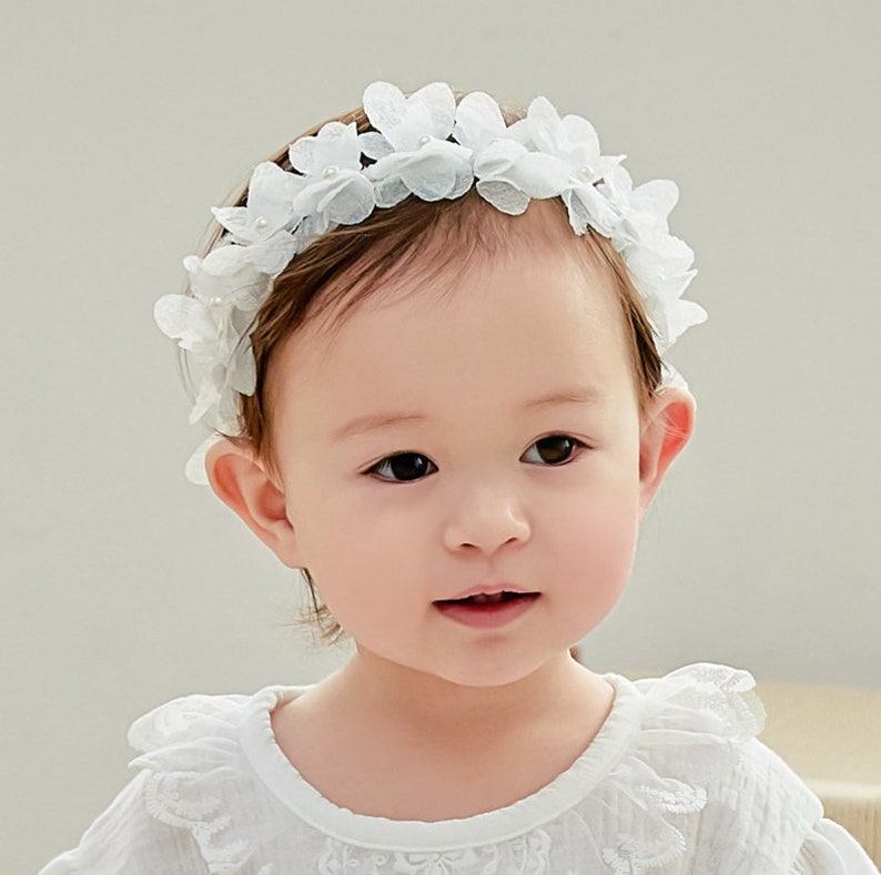 Baby Girl Headband Cotton Flower Crown Baby Flower Crown Newborn Headband Infant Headband Hair Bow image 4
