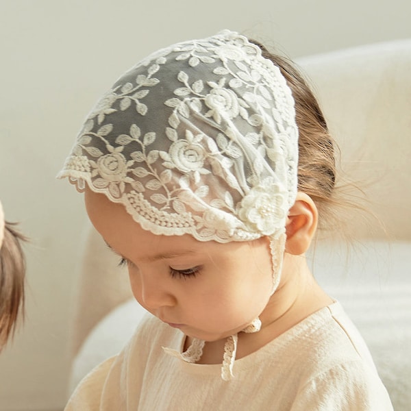 Baby Lace Bonnet - Bonnet - Christening Bonnet - Baptism - Baby Girl Headband - Newborn - Toddler