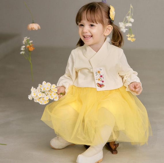 Tini Ari Dol 100 Day Traditional Korean Cotton Yellow Daily Wear