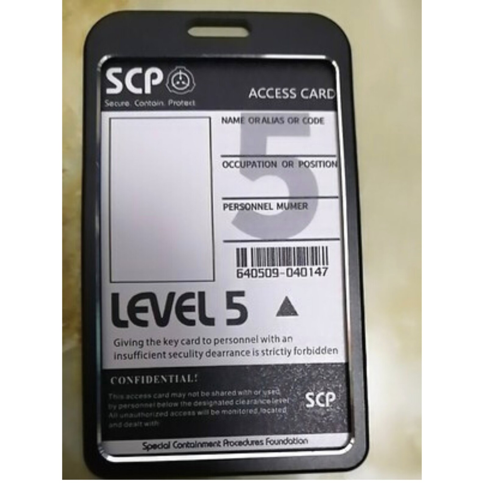 SCP Special Containment Procedures ID Cardscp Security Pass Etsy Canada