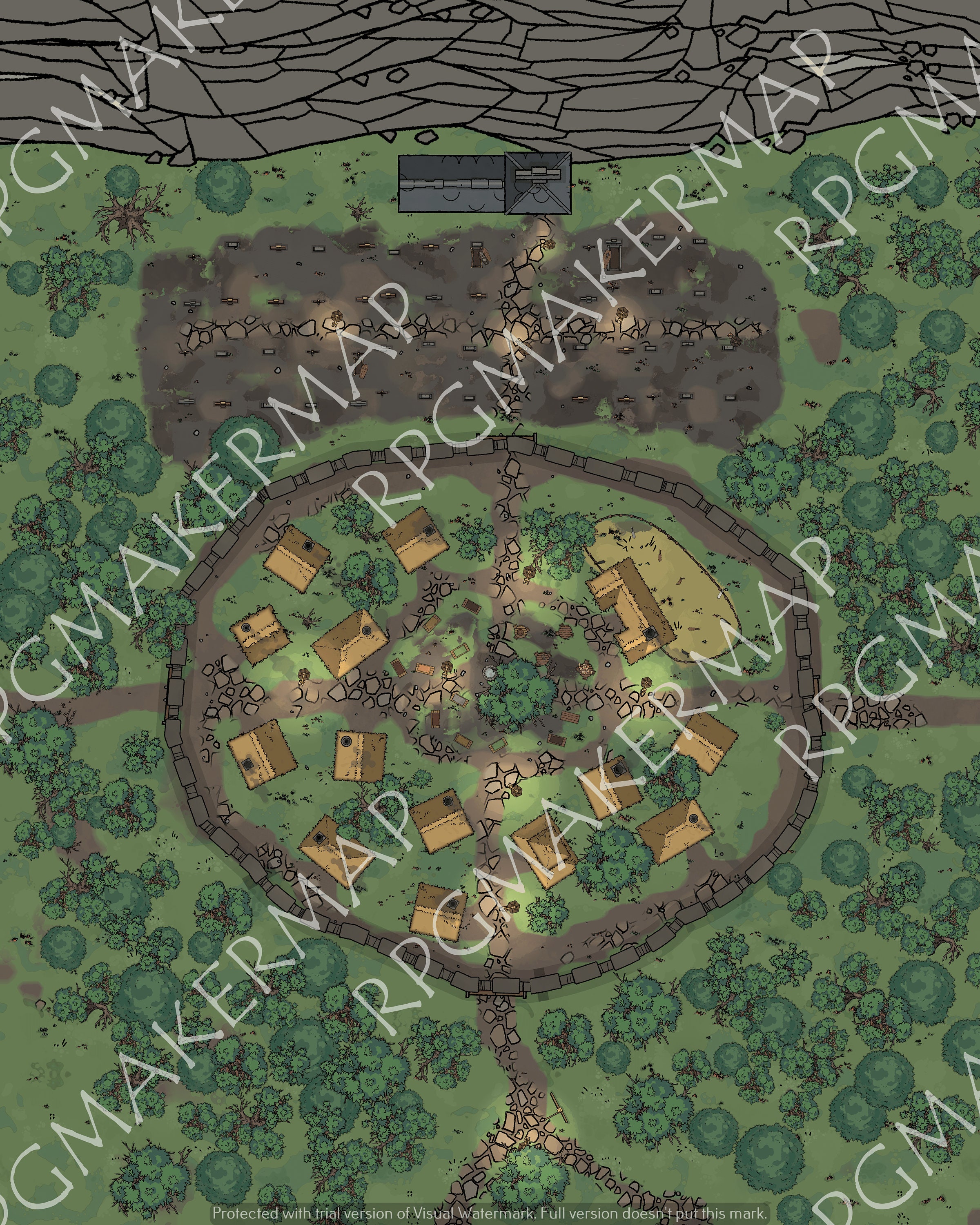 D D Rpg Hd Village Map Grid And Nogrid Printable Map Etsy