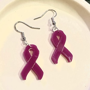 Acrylic Purple Ribbon earrings – Perfect for Anniversary, Christmas, Birthday, Valentine’s Gifts, Awareness
