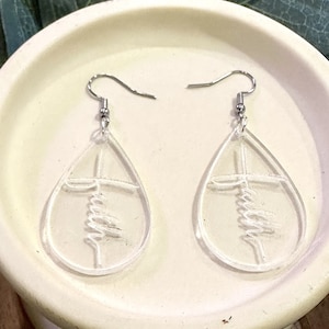 Teardrop Acrylic Engraved Faith earrings – Perfect for Anniversary, Christmas, Birthday, Valentine’s Gifts