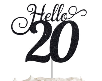 20th Birthday/anniversary Cake Topper Hello 20 Cake Topper - Etsy