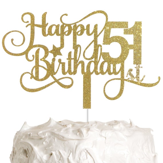 ALPHA K GG 51st Birthday Cake Topper Happy 51st Birthday Cake | Etsy