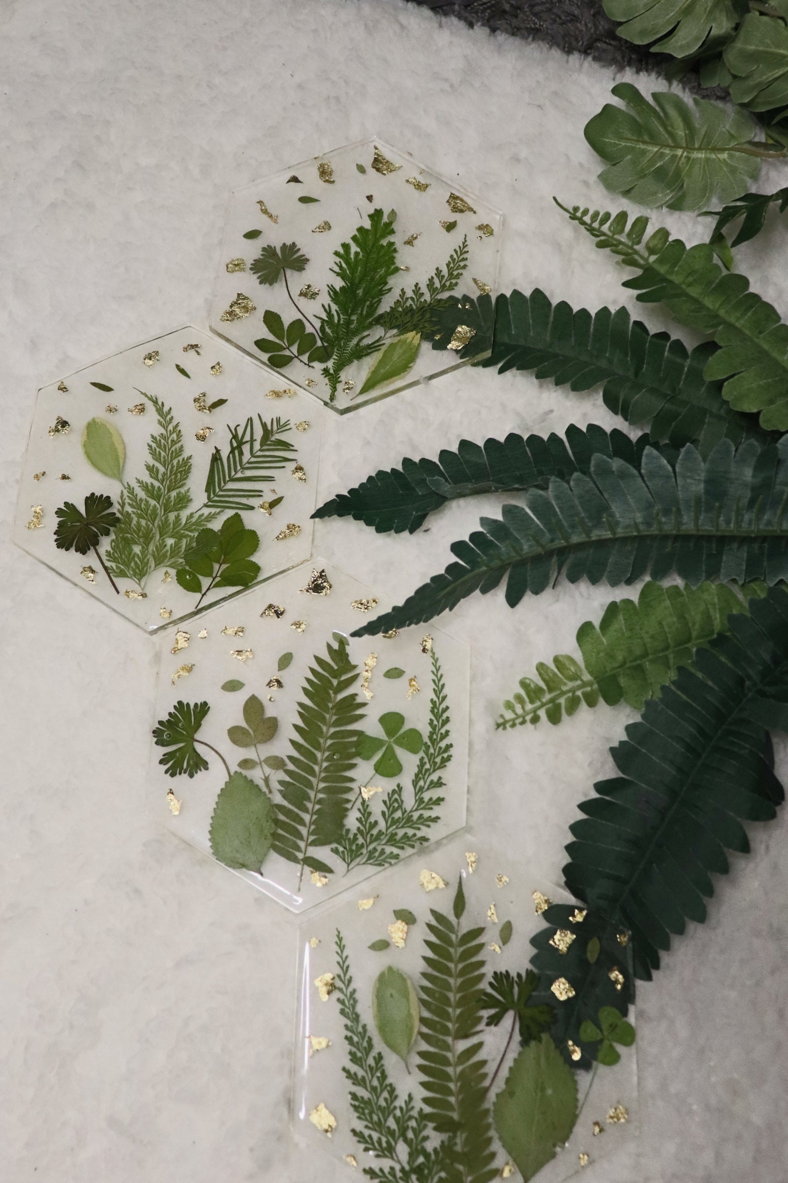 Green Leaf Coaster Set Inspired by Nature Etsy