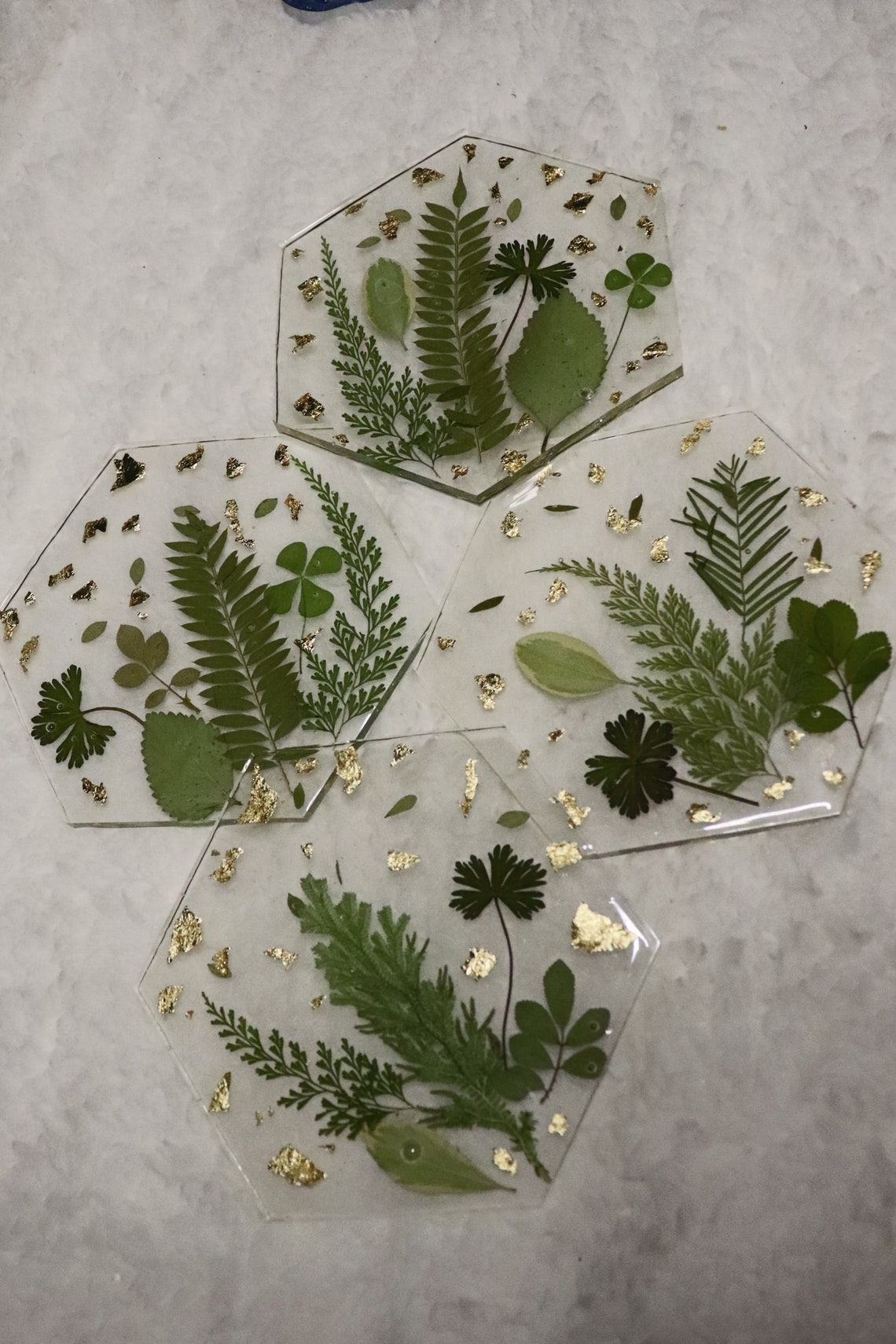 Green Leaf Coaster Set Inspired by Nature Etsy